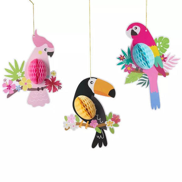 Papírová dekorace papoušci tropico (3 ks)