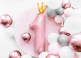 Fóliový balónek jednička první narozeniny - růžový