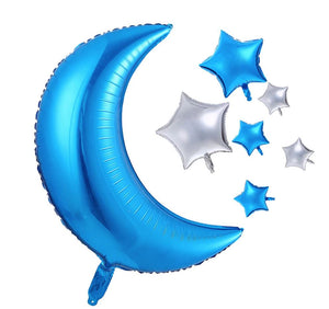 Balónek fóliový Měsíc s hvězdami (7 ks) - modrá