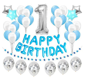 Sada balónků 1. narozeniny (37 ks) - modrá