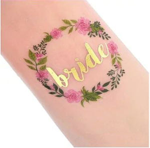Tetování na rozlučku Bride květina (5 ks) - zlatá