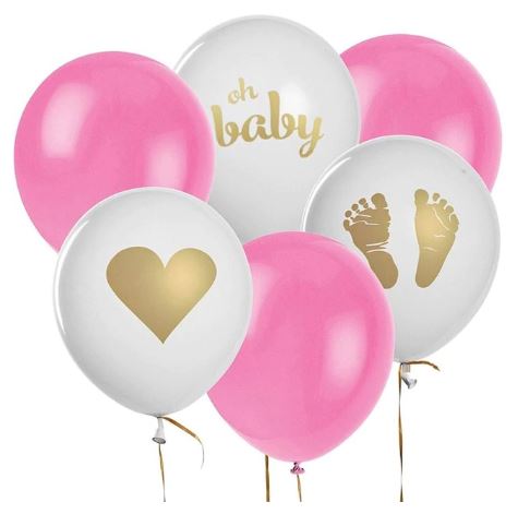Sada balonků na Baby shower (12 ks) - růžová