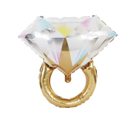 Balónek fóliový Diamantový prsten - zlatá